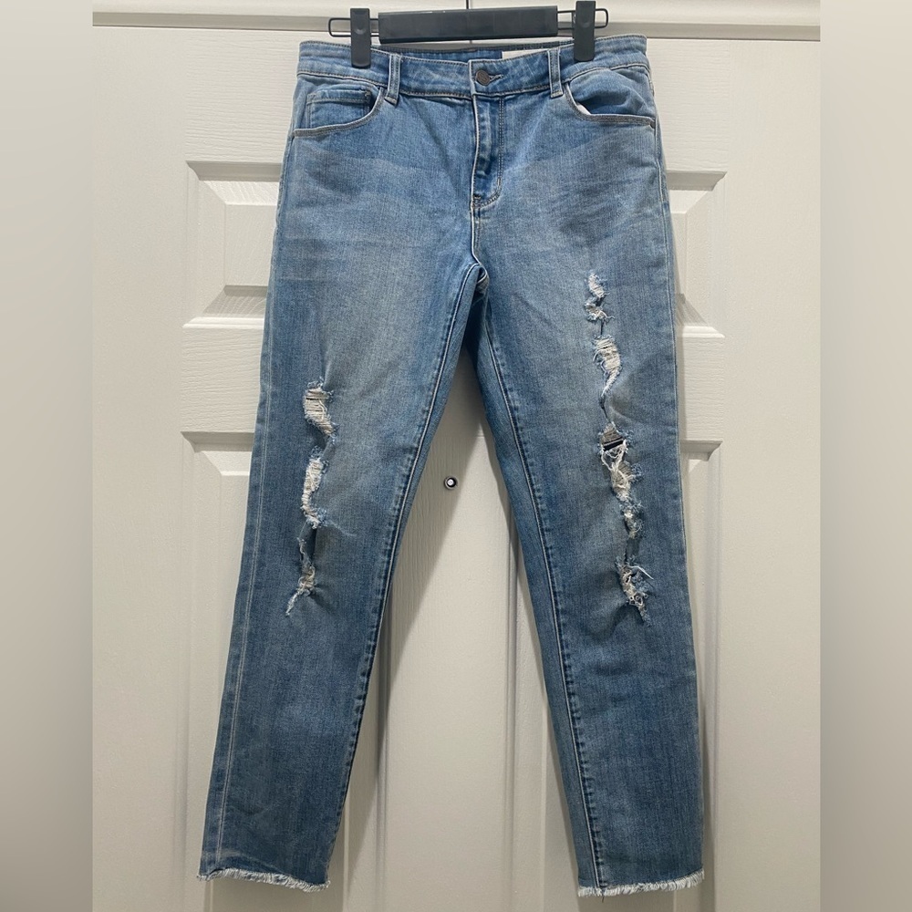 Treasure & Bond Distressed Denim Jeans with Raw Hem, Girl's size 16
